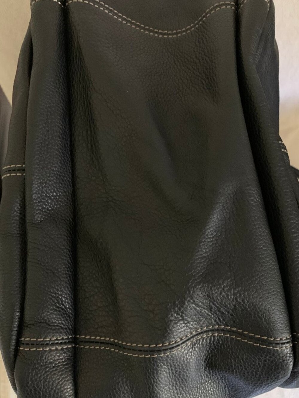 Tignanello Large Black Pebbled Leather Hobo Shoulder Bag Tote - Picture 12 of 16